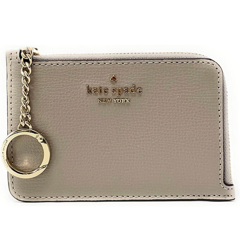 Kate Spade Darcy medium l-zip card holder with Key Ring In Warm Taupe